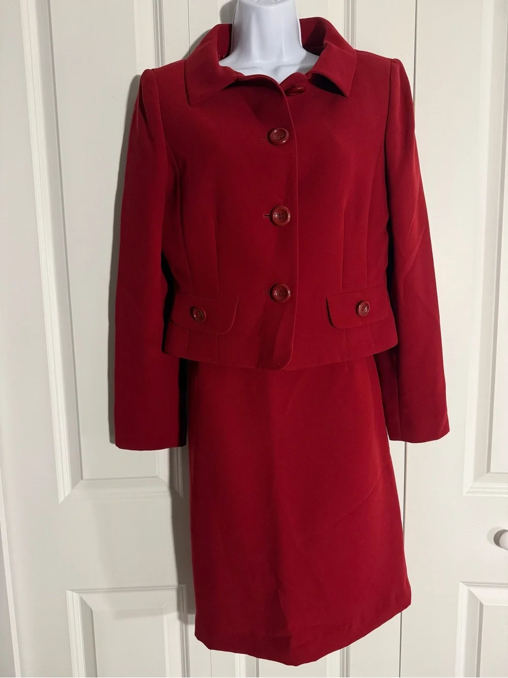 Tahari Red Skirt Suit Set - Jacket & Skirt